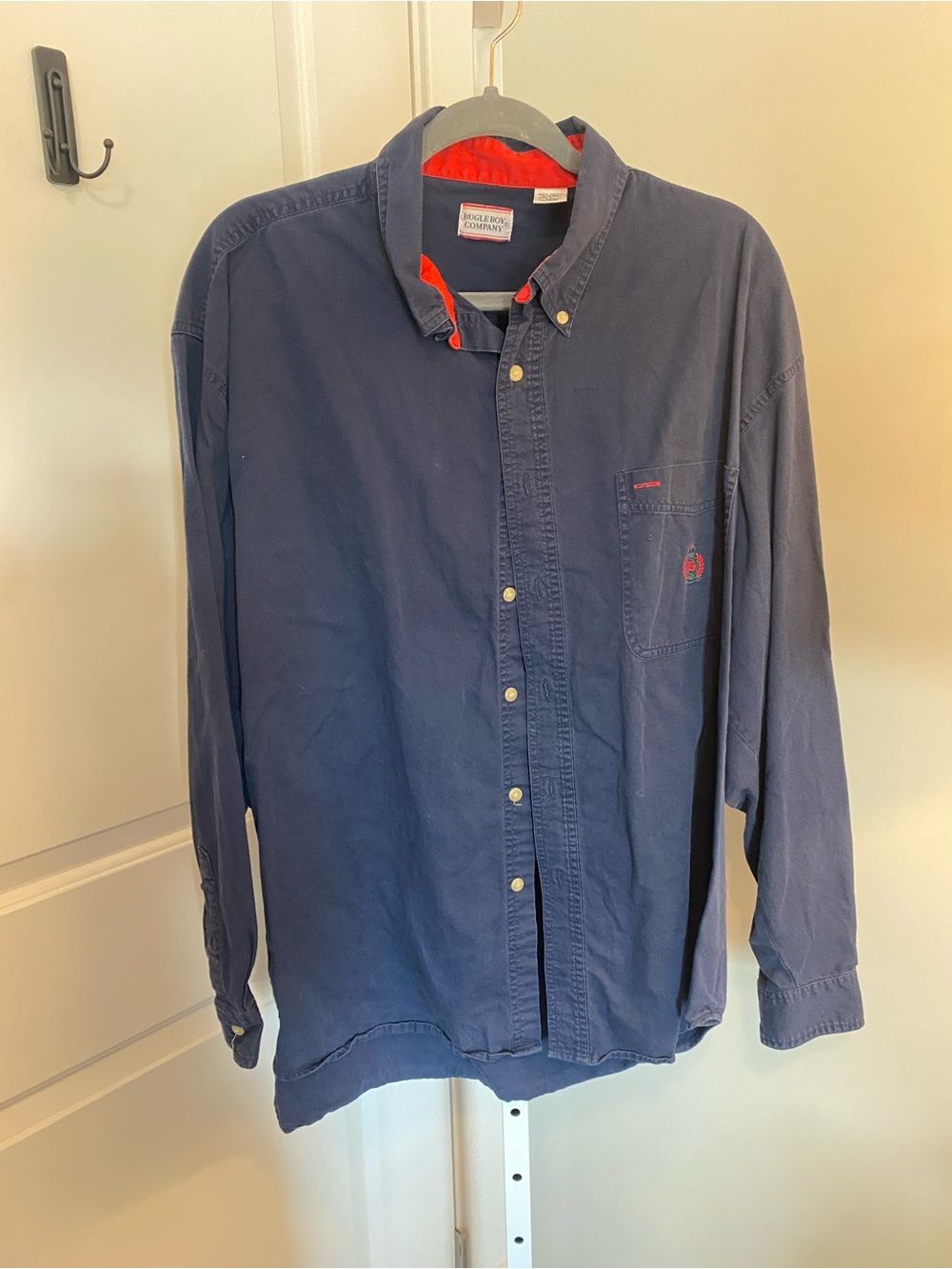 Bugle Boy Navy Button-Down Shirt with Red Trim XXL